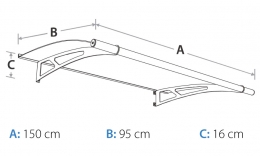 LIGHTLINE L vchodová stříška nad dveře 1500 x 950 x 160 mm - Čirá
